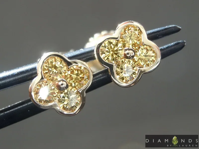 0.19ctw Vivid Yellow VS1 Round Brilliant Diamond Earrings R9273