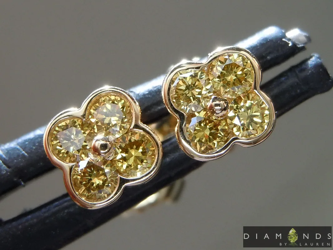 0.28ctw Vivid Yellow VS1 Round Brilliant Diamond Earrings R9274