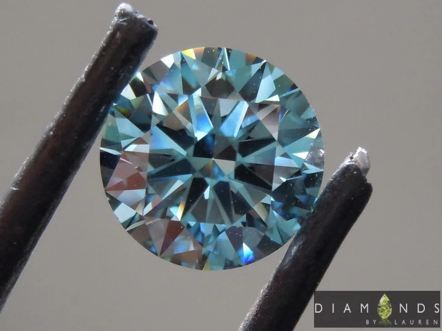 3.28ct Blue VS2 Round Brilliant Lab Grown Diamond Ring R9377