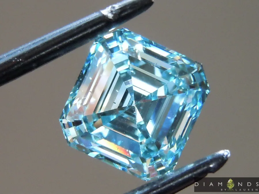 1.51ct Blue Asscher Cut Lab Grown Diamond Ring R9409