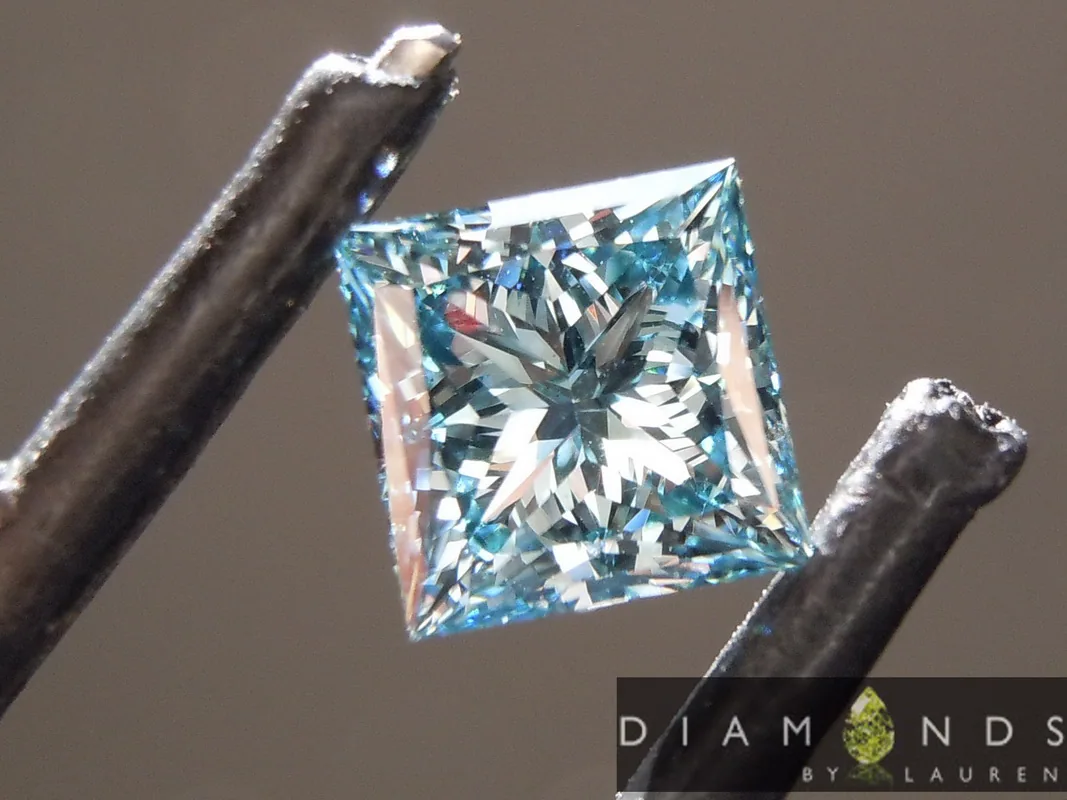 1.26ct Intense Blue VS2 Princess Cut Lab Grown Diamond Ring R9419