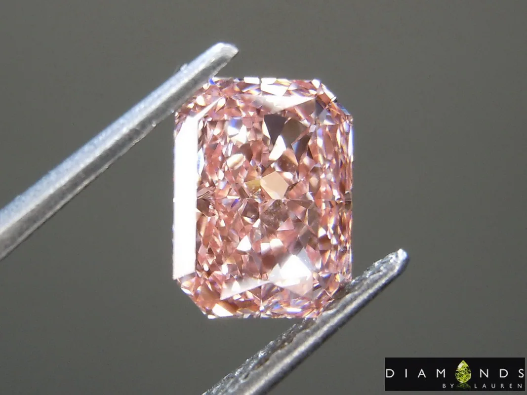 1.07ct Orangy Pink SI1 Radiant Cut Lab Grown Diamond Ring R9423