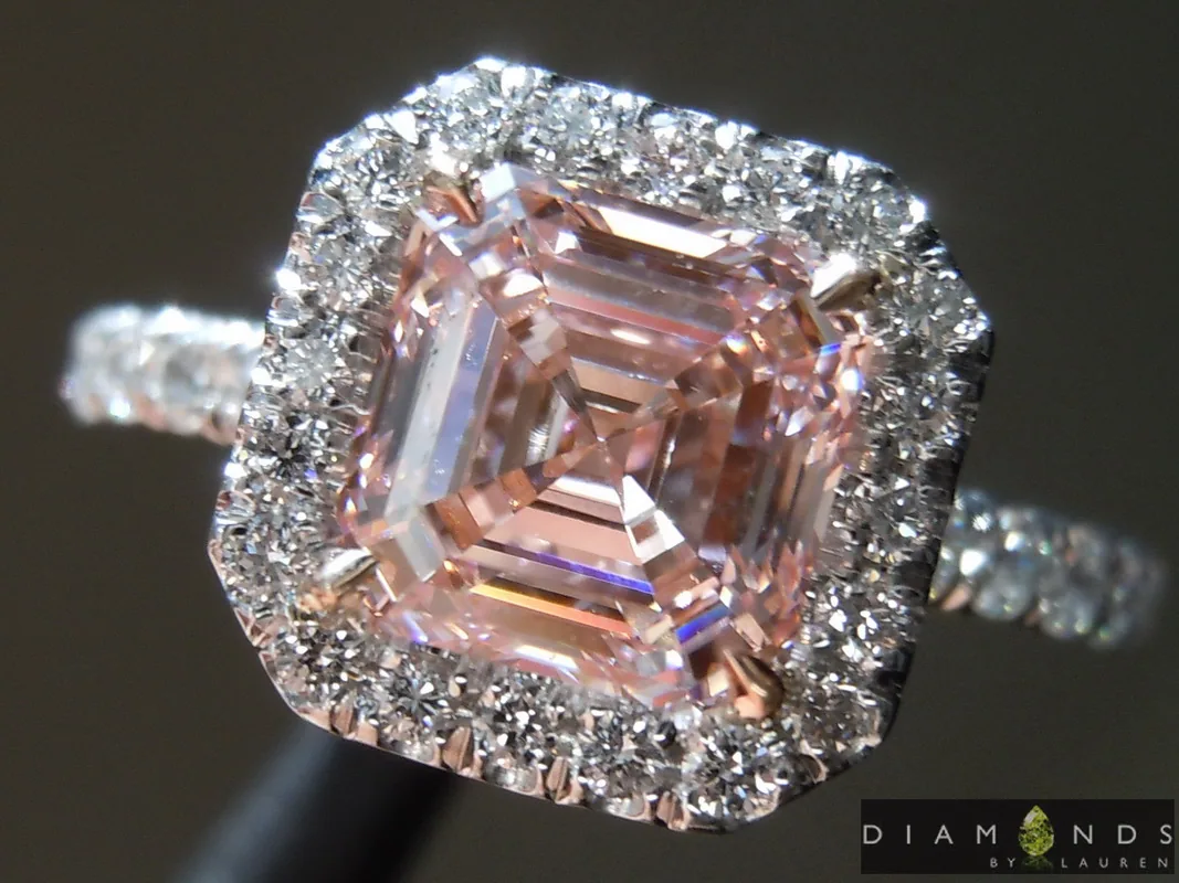 1.56ct Pink VS2 Asscher Cut Lab Grown Diamond Ring R9428