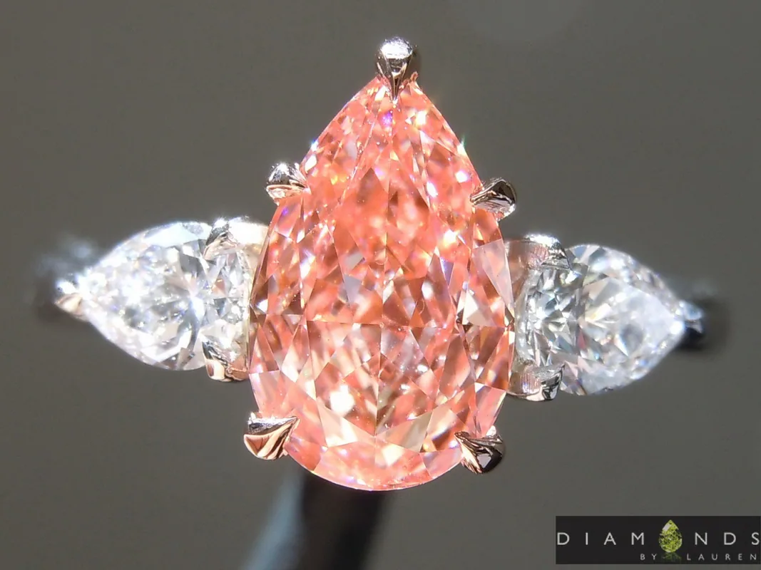 1.62ct Pink VVS2 Pear Shape Lab Grown Diamond Ring R9459