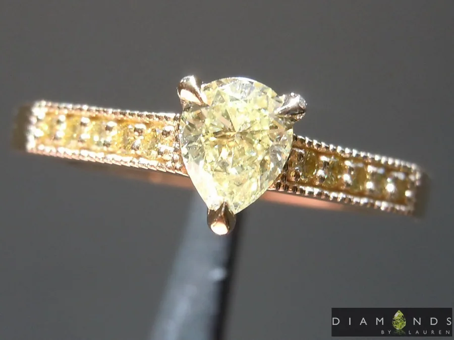 0.44ct Yellow I1 Pear Shape Diamond Ring R9535