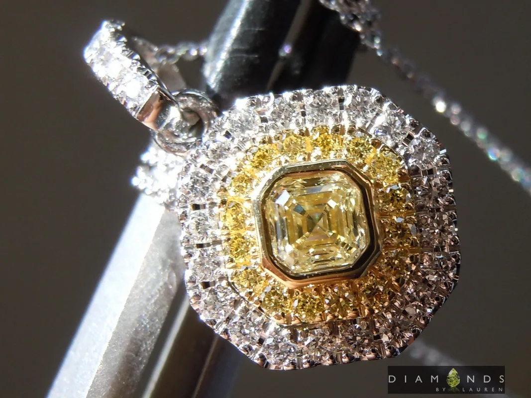 0.26ct Yellow VS Asscher Cut Diamond Pendant R9719