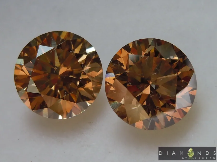 4.04ct Brown VS Round Brilliant Diamond Earrings R9739