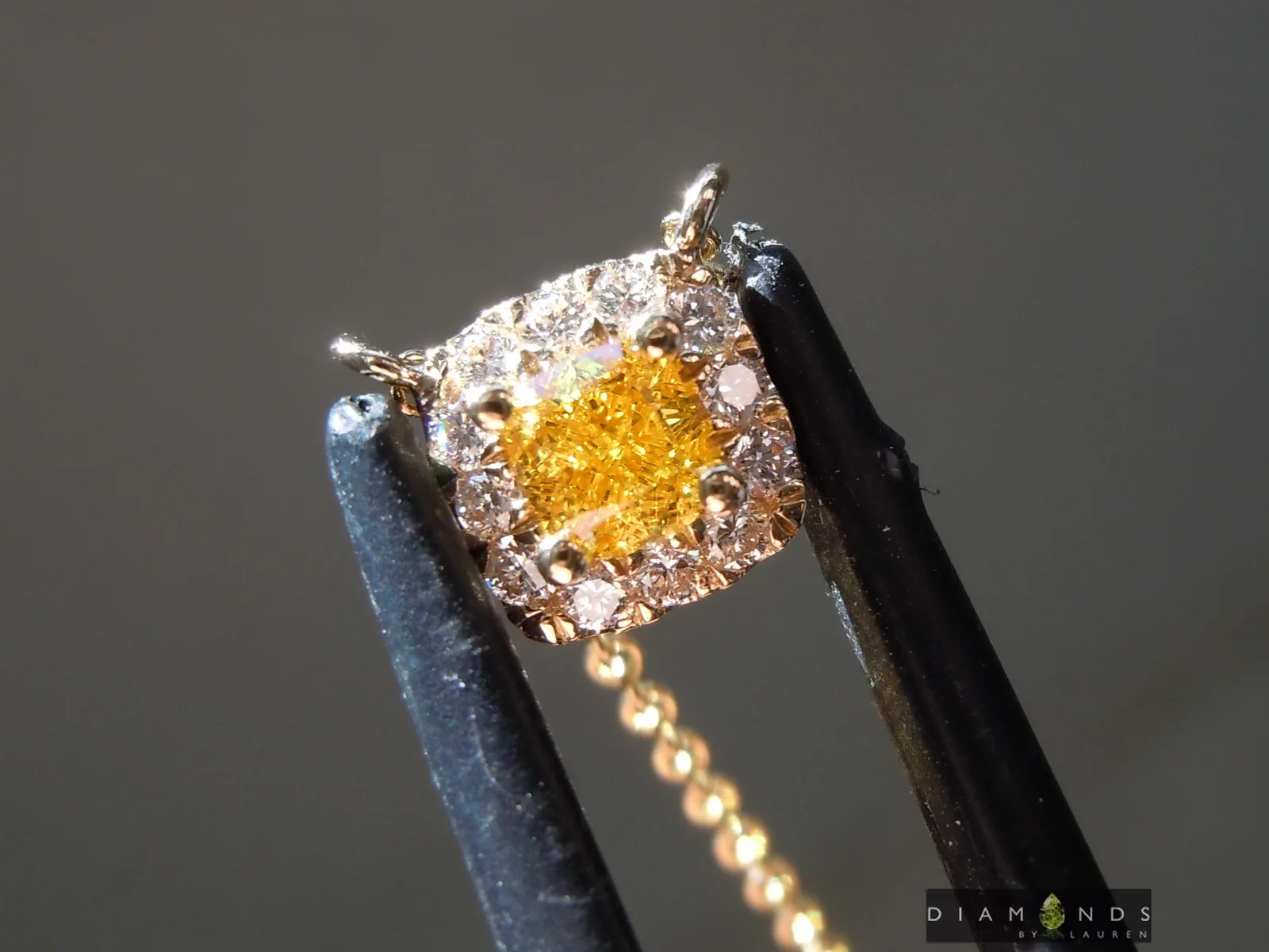 0.35ct Orange Cushion Cut Diamond Pendant R9811