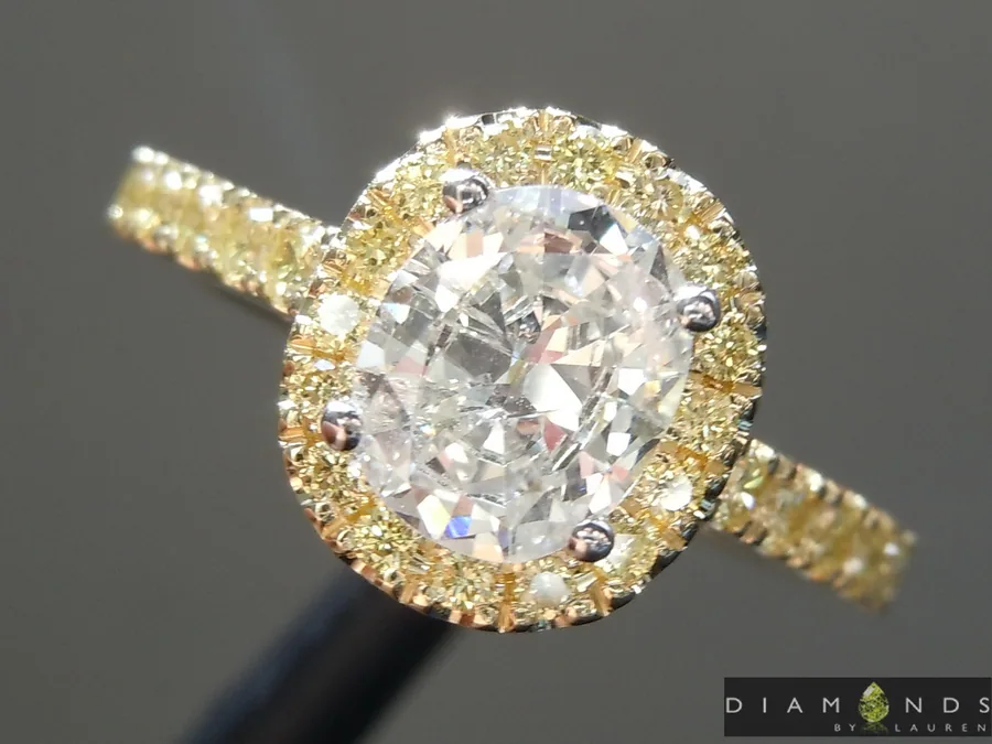 0.86ct F SI2 Cushion Cut Diamond Ring R9854