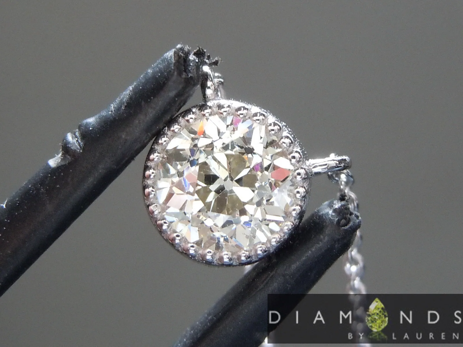 0.58ct L SI1 Old European Brilliant Diamond NecklaceR9859