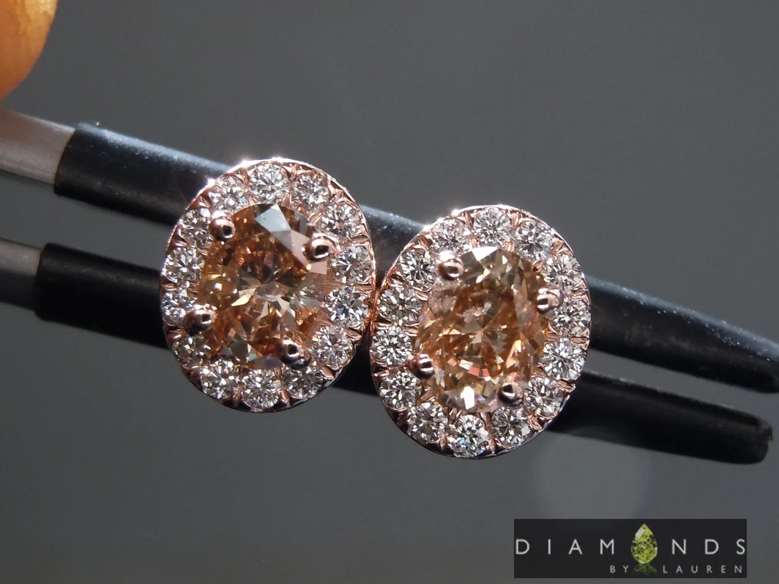 0.67cts Natural Brown Oval Shape Diamond Earrings R9892