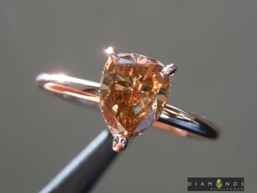 0.81ct Brown Pear Shape Diamond Ring R9898