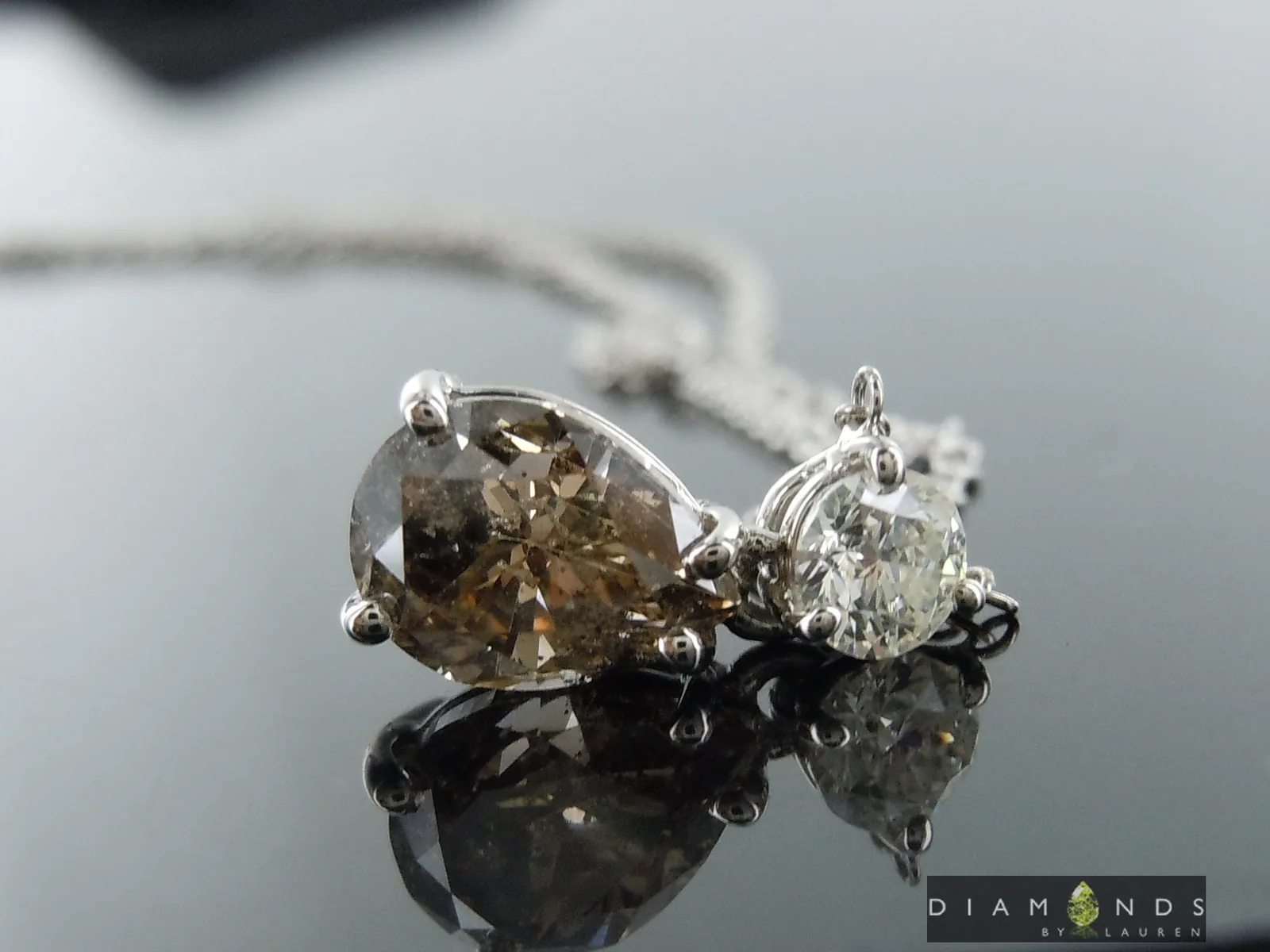 1.02ct Brown Pear Shape Diamond Necklace R9917