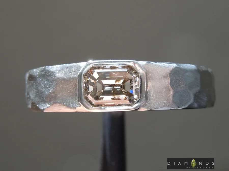 0.72ct Brown Emerald Cut Diamond Ring R9940