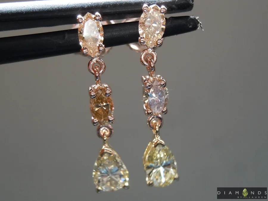 1.26ctw Brown and Yellow Diamond Earrings R9969