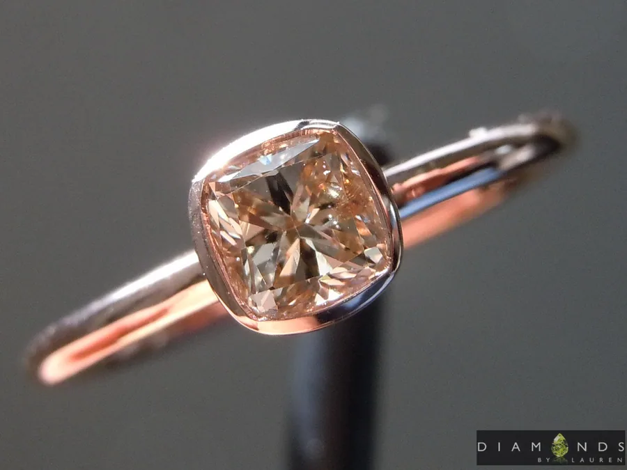 0.48ct Brown Cushion Cut Diamond Ring R9976