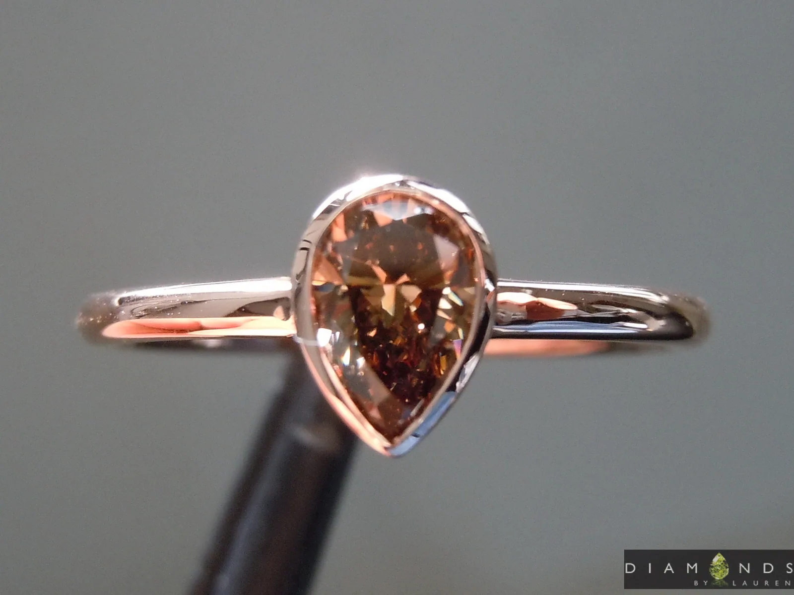 0.51ct Brown Pear Shape Diamond Ring R9981